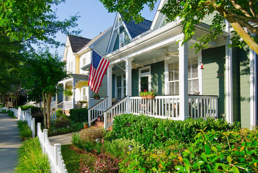 White Picket fence with USA flag